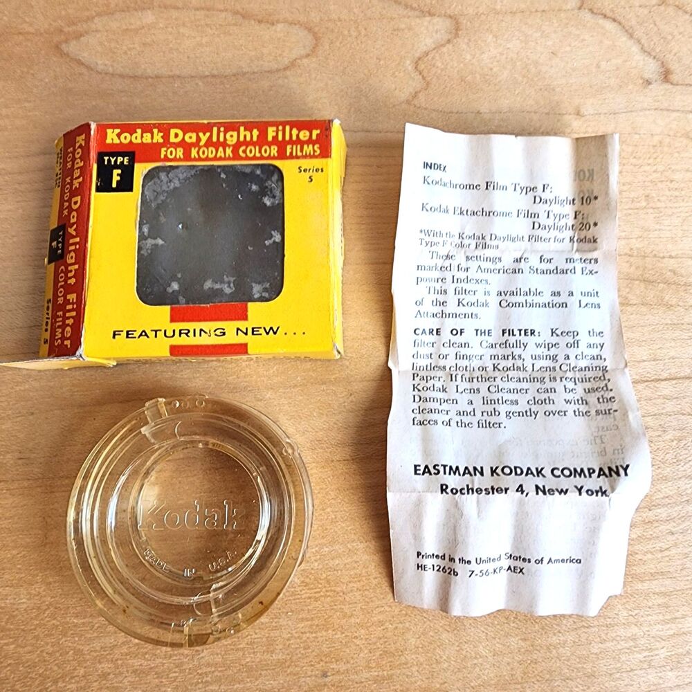 Vintage Kodak Daylight Filter Type F Series 5 w/ Box & Instructions